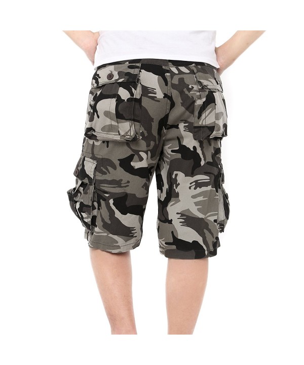 Men S Cotton Loose Fit Camouflage Camo Cargo Shorts Gray Camo