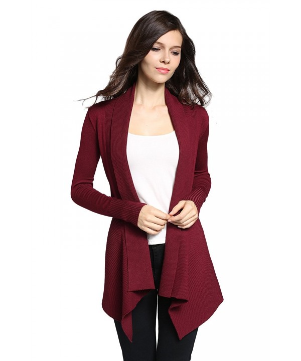 Classic Ribbed Draped Open-Front Cardigan - Red - CW12NRKZNFT
