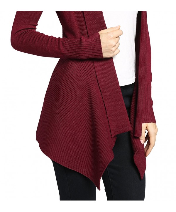 Classic Ribbed Draped Open-front Cardigan - Red - Cw12nrkznft