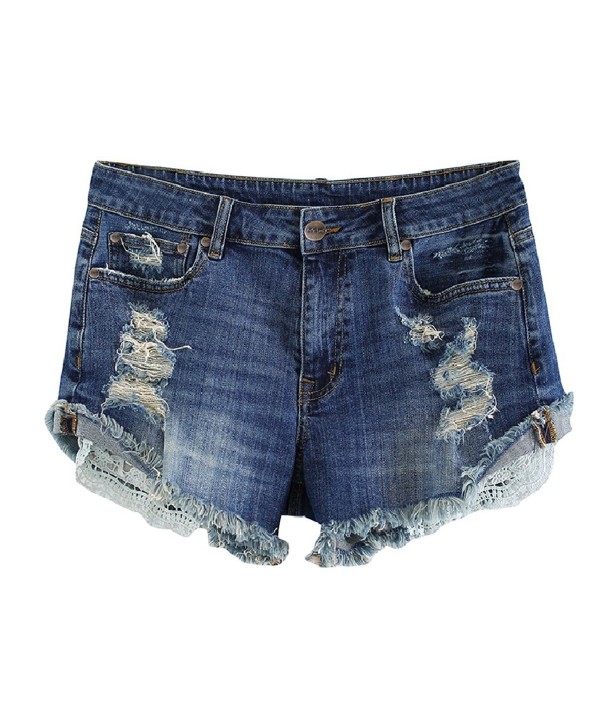 Women's Plus Size Destroyed Ripped Hole Washed Denim Shorts - 21-blue ...