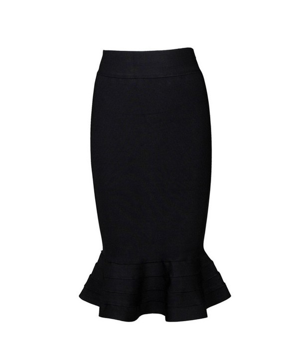 Women's Rayon Bandage Bodycon Mini Skirt 2077 - Black - C0125CC0ODZ