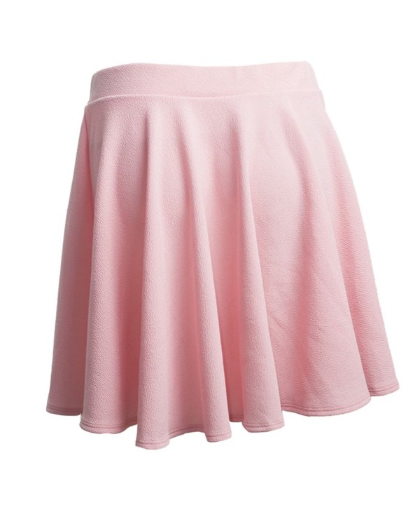 Women Stretch High Waist Flared Pleated Casual Skater Skirt - Pink ...