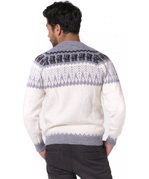 Alpaca Warm and Soft Sweater - White with an Andean Leafs Design ...