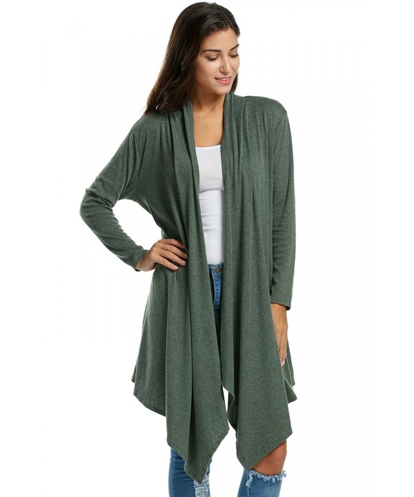 Womens Cardigans Asymmetric Cardigan Sweater - Green - C9182STL7U2