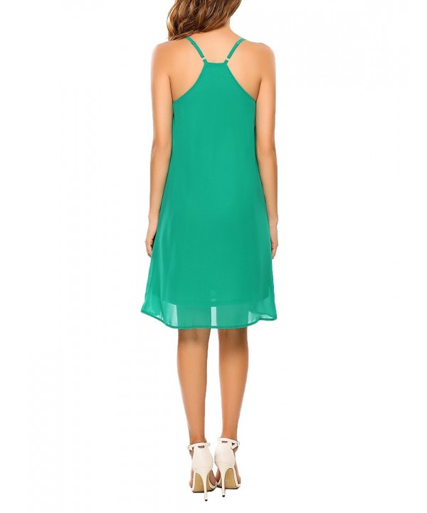 Womens Chiffon Summer Spaghetti Strap Sundress Beach Slip Dress Top Green Cb18320q3ma