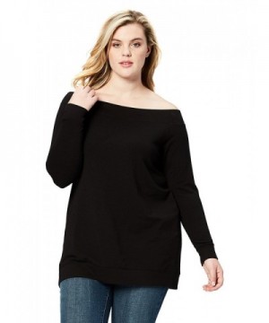 Women's Plus Size Terry Cotton and Modal Cold Shoulder Tunic - Black ...