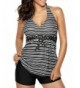 EVALESS Womens Stripe Tankini Boyshort