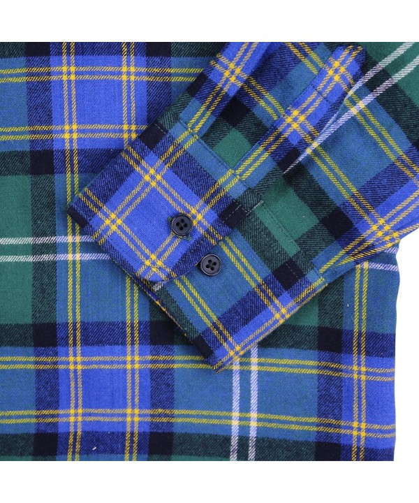 Women's Long Sleeve Flannel Shirt - Green/ Blue (Point Collar ...