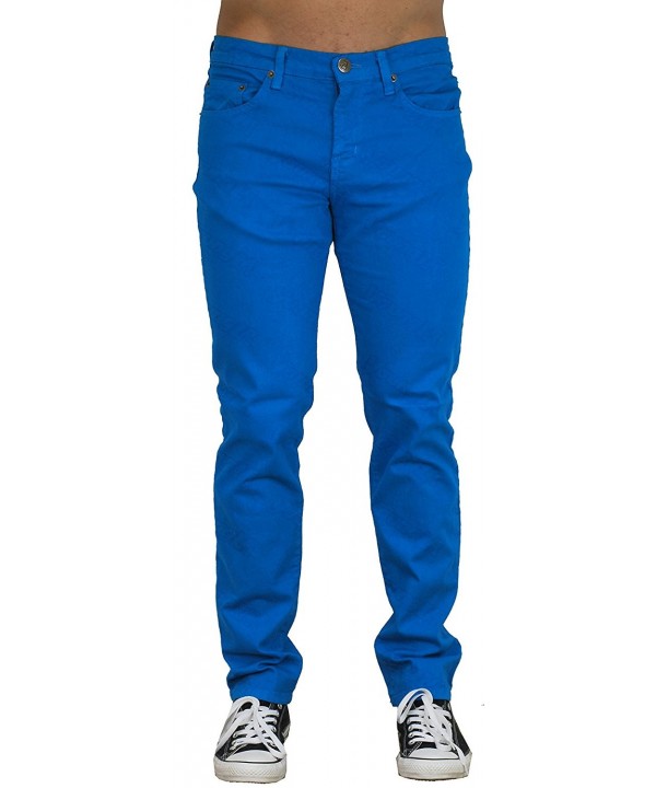 Blu Mens Slim Fit Jeans 20 Colors Soft Stretch Skinny Royal Blue Cr12lvrw5fp