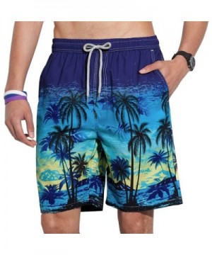 Men's New Style Coconut Tree Print Boardshorts - C012H4VQNGJ