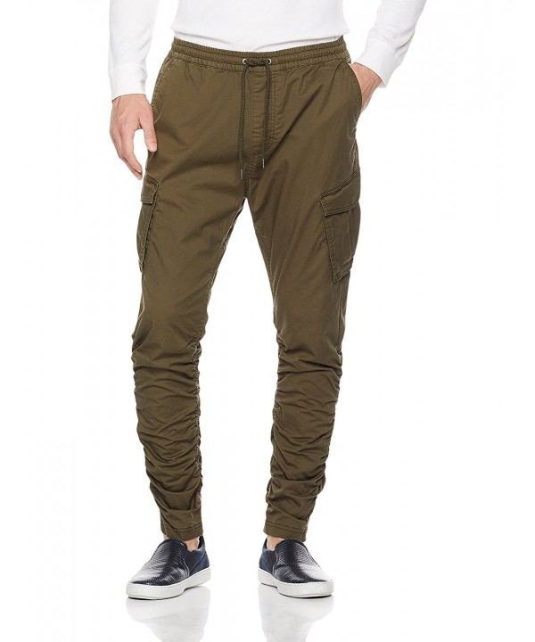 Men's Washed Slim Fit Cargo Jogger With Gathered Legs - Olive - C61899O52U9