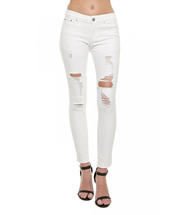 womens ripped white skinny jeans