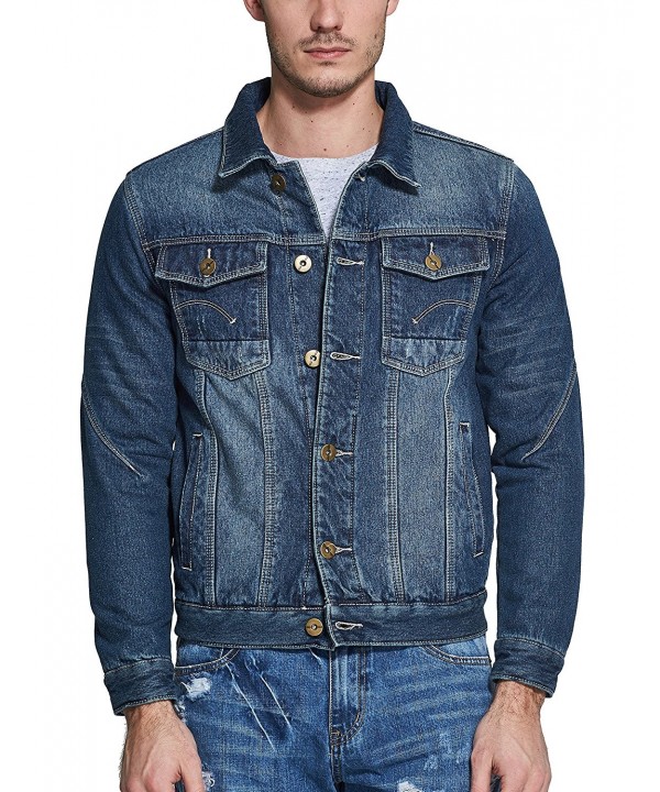 Men's Fleece Lined Denims Jacket Coat - Blue - C212NZAB66B