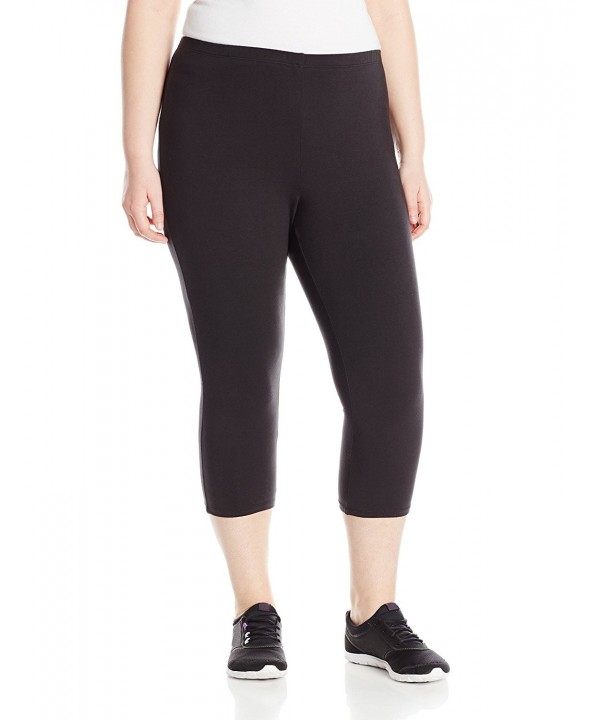 Women's Plus-Size Stretch Jersey Capri Legging - Black - CL12C4JUTTN