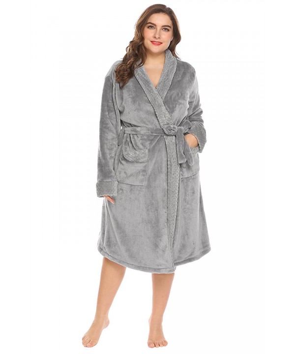 Revival Vælge Effektivt Womens Plus Size Plush Soft and Warm Fleece Bathrobe Kimono Spa Robe XL-5XL  - Grey - CA1803WSD4M