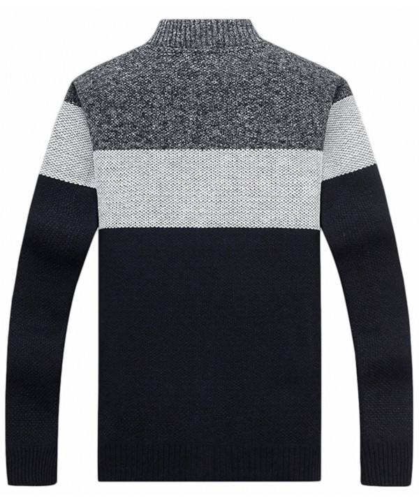 Men's Casual Wide Stripes Zipper Knitted Cardigan Sweater - Dark Grey ...