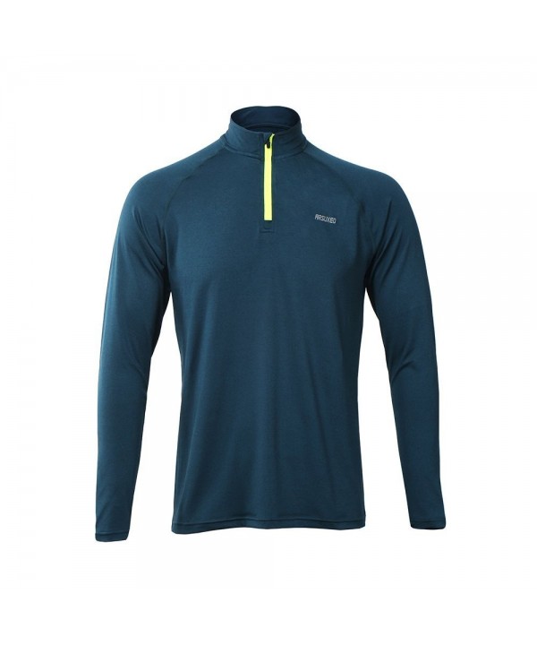 Men's 1/4 Zip Sports Active Shirt Long Sleeves - blue - CO17YZLDY0A