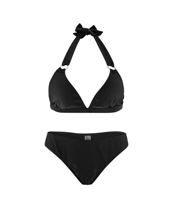 Ring Accents Triangle Halter Bikini Set- Sexy Solid Brazilian Swimsuit ...