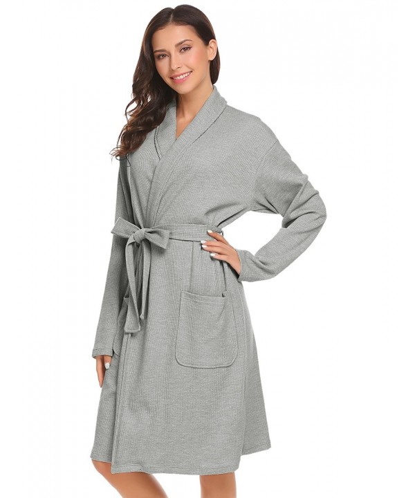 Womens Bathrobe Spa Hotel Kimono Cotton Robe Lounge Sleepwear - Grey ...