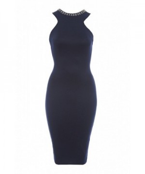 AX Paris Women's Embellished Neckline Bodycon Dress - Navy - CC125PSKZ03