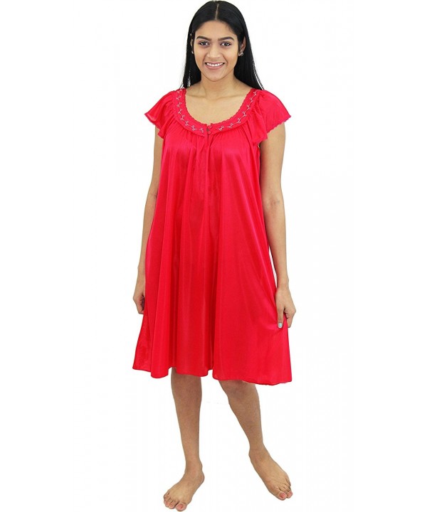 Venice Womens Silky Looking Embroidered Nightgown 19n Red C812buv8zjh