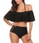 Womens Ruffles Shoulder Swimsuits Bathing