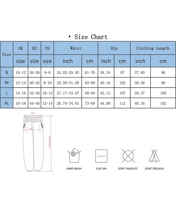 Women's Plain Elastic Waist Boho Harem Pants with Side Pockets- Include ...