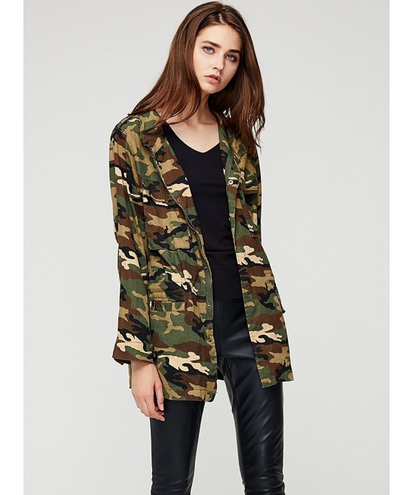 Women`s Military Camo Jacket Zipper Causal Camoflage Utility Coat ...