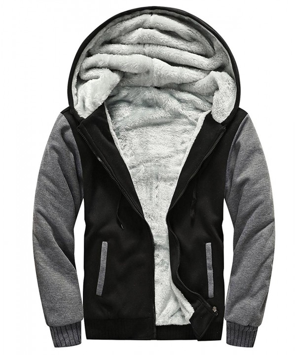 Men's Winter Warm Thick Fleece Hooded Sweatershirt - Black - CA1869D2LGY