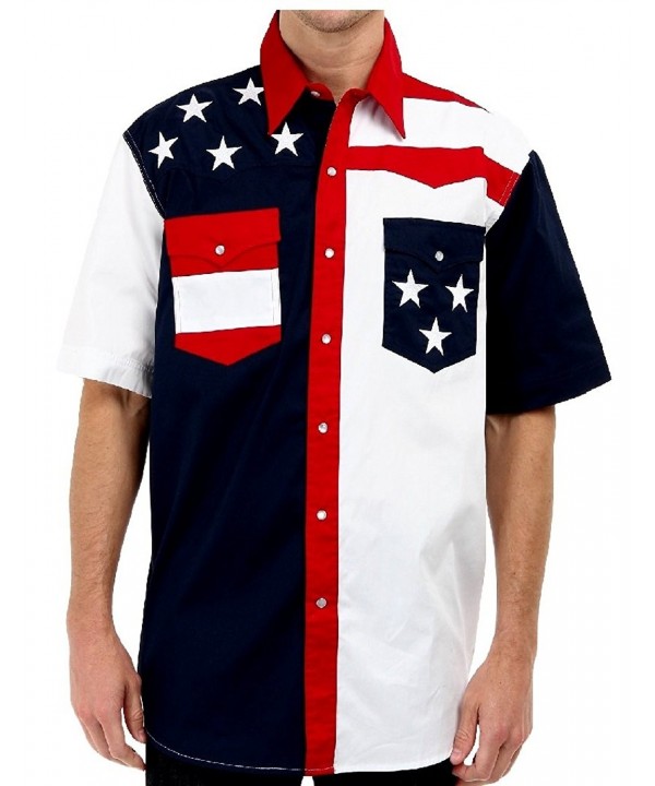 Men's Americana Collection Short Sleeve Stars and Stripes Western Shirt ...
