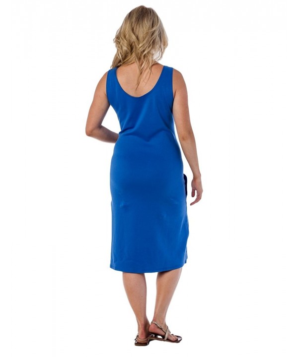 Alki'i 100% Cotton Sleeveless Scoop Neck A-Line Angelina Dress - Blue ...