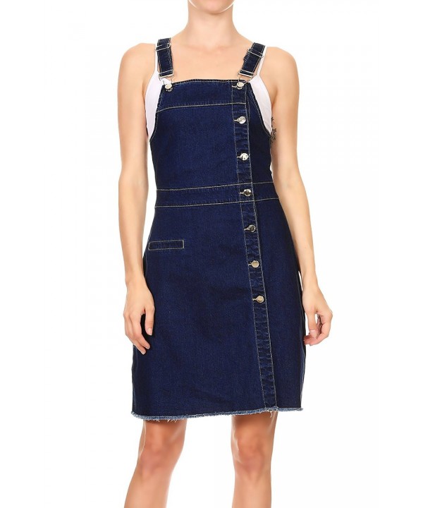 Womens 90s Fashion Adjustable Strap Denim Jean Overall Dress - Blue ...