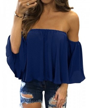 Women Sexy Off The Shoulder Tops Summer Chiffon Blouses Crop Tops For ...