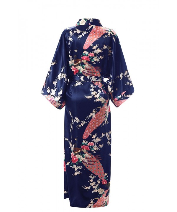 J.ROBE Women's Kimono Robe Long Printed Lotus Kimono Robe Silk With ...