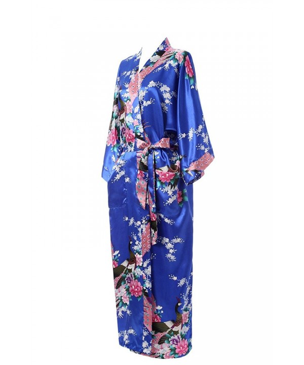 J.ROBE Women's Kimono Robe Long Printed Lotus Kimono Robe Silk With ...