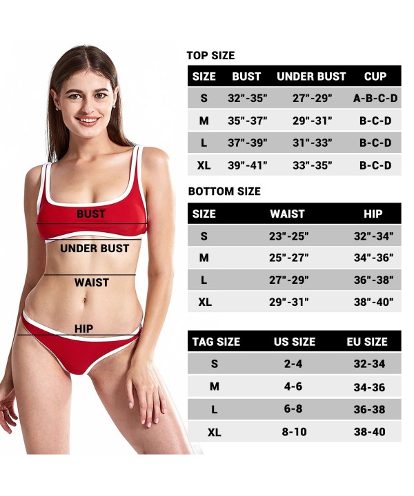 X-HERR Womens Sexy Sports Padded Bra Bikini Set Swimsuit High Neck Crop Top  Chee 