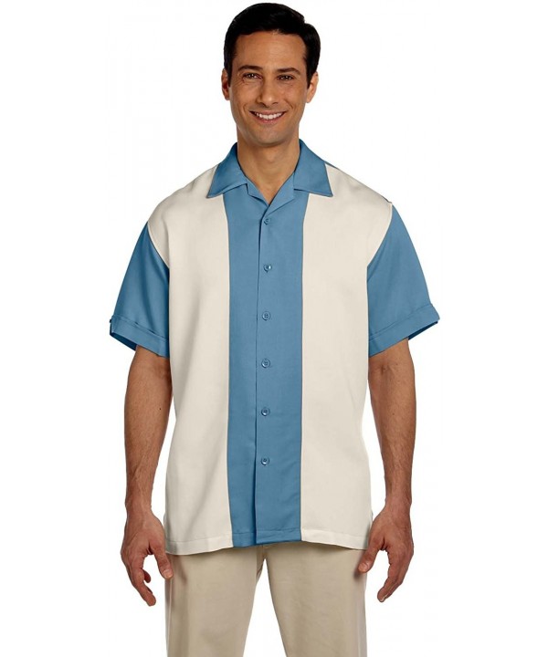 Men's Two-Tone Bahama Cord Camp Shirt - Cloud Blue/Creme - C311RRHQDNJ