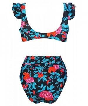 Waisted Shirred Closure Swimsuit - Floralfling - C11897ZRWIH