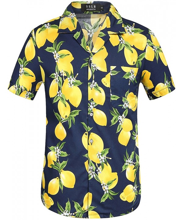 Men's Mango Hawaiian Button Down Short Sleeve Casual Shirt - Yellow ...