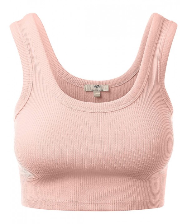 Women's Basic Cotton Racerback Tank Crop Tops - 020-dusty Coral ...