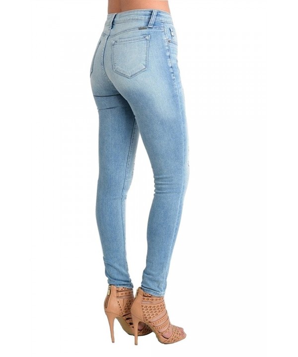 Women's Light Destroyed Skinny Jeans - Light Wash - C612FVSGM8B