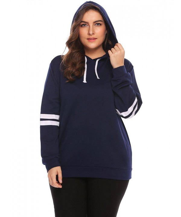 Involand Women's Plus Size Pullover Hoodie Striped Long Sleeve Casual ...