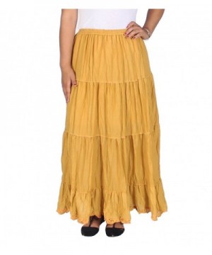 Solid Hippie Gypsy Bohemian Full Circle Ruffle Maxi Long Cotton Skirt ...