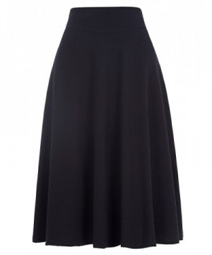 Flared Stretchy Midi Skirt High Waist Jersey Skirt For Women by Kate ...