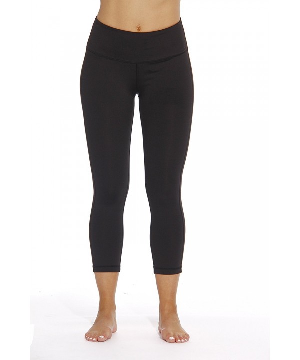 Capri Yoga Pants For Women With Hidden Waistband Pocket - Black ...