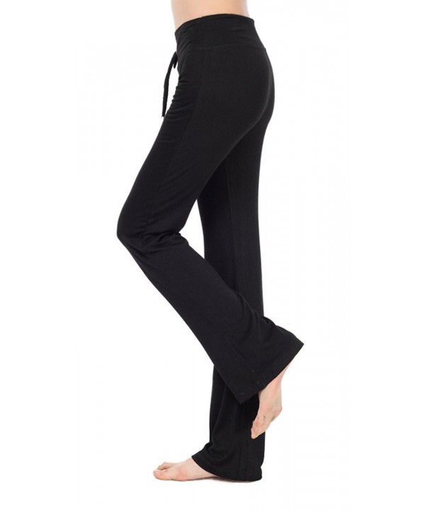 Women's Modal Comfy Straight Sleek-Fit Slacks Yoga Pants - Black ...