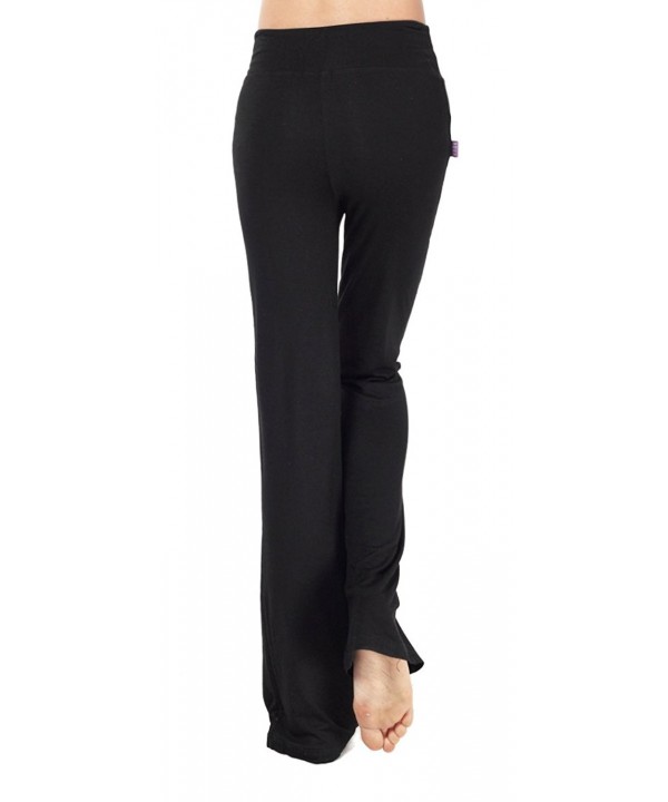 Women's Modal Comfy Straight Sleek-Fit Slacks Yoga Pants - Black ...