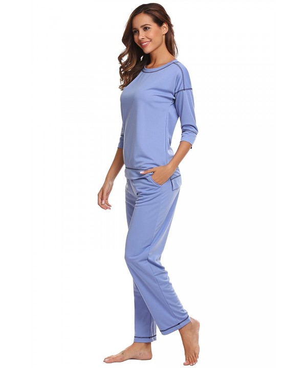 Women's Comfort Pajamas O-Neck Sleepwear Top With Pants Pajama Set 3/4 ...