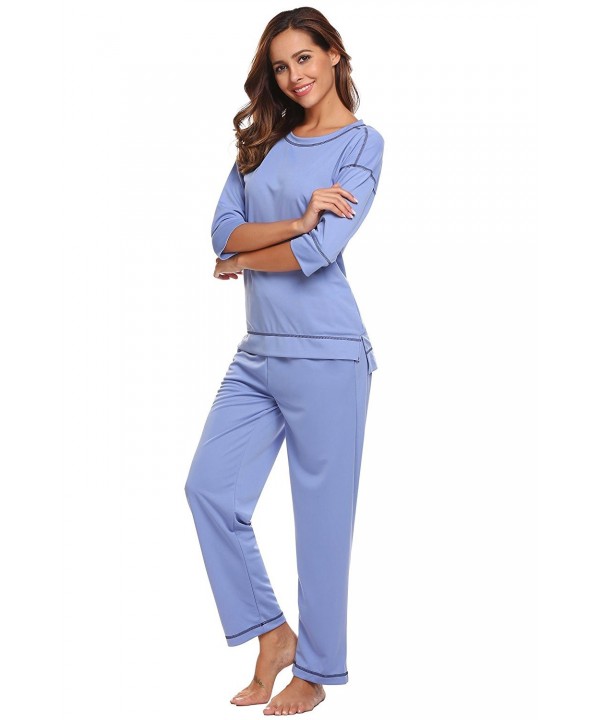 Women's Comfort Pajamas O-Neck Sleepwear Top With Pants Pajama Set 3/4 ...