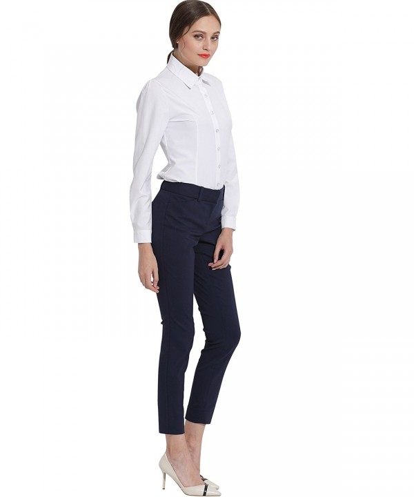 Women Chic Skinny Cigarette Trousers Casual Business Pants Slim Fit ...